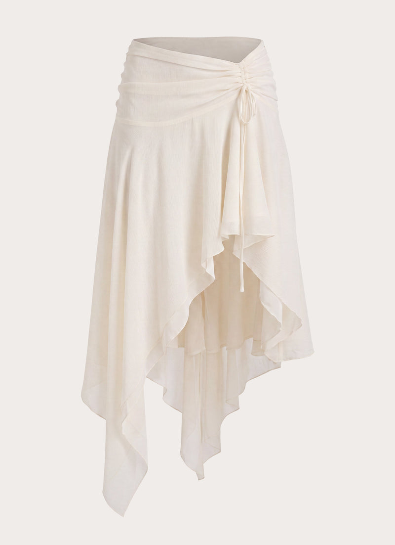 Abeda Asymmetrical Midi Skirt - Ivory