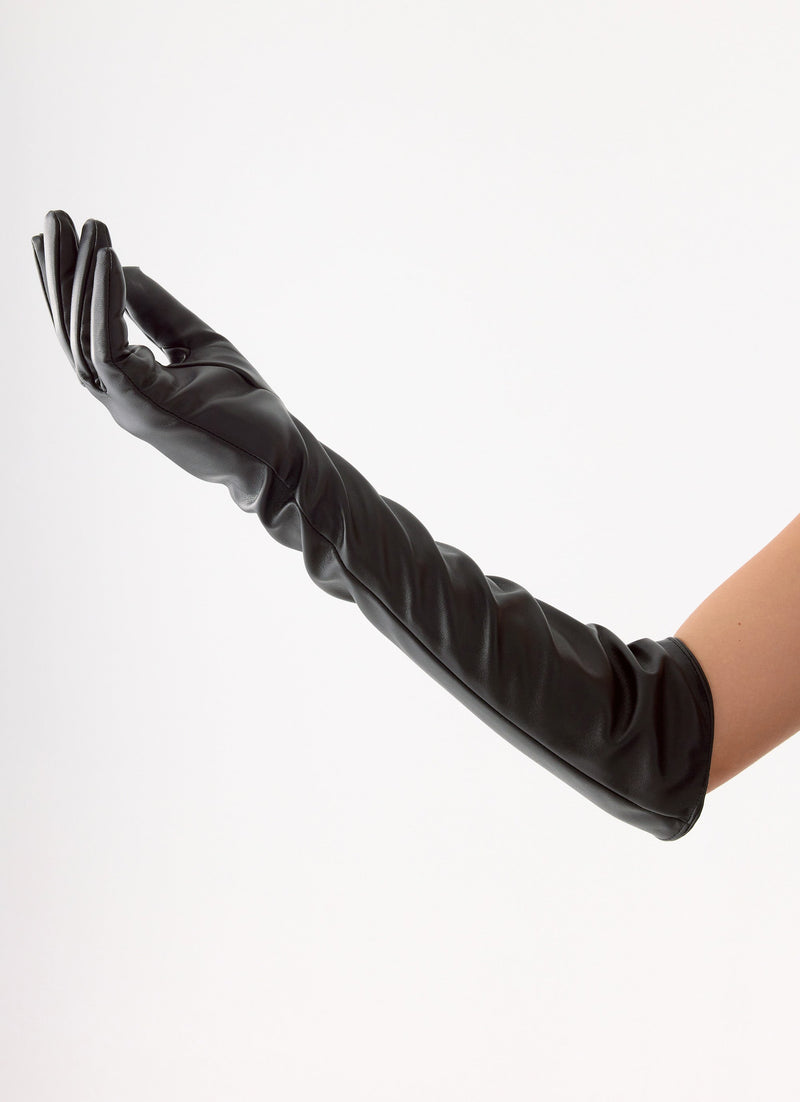 Attalina Faux Leather Gloves - Black