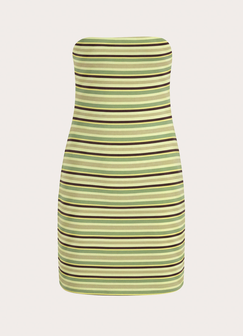 Ayvah Strapless Mini Dress - Golden Kiwi Stripe