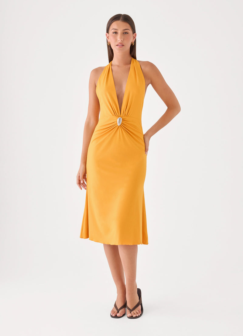 Bellara Halter Midi Dress - Saffron
