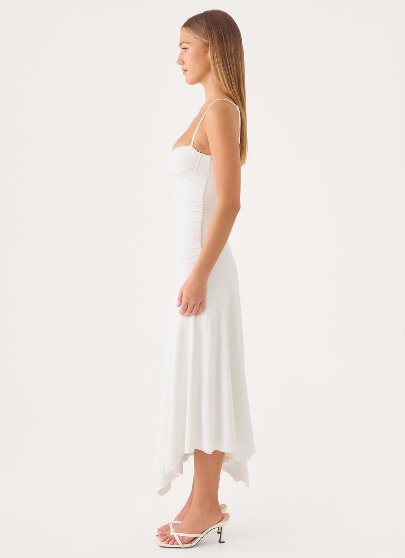 Bottle Pop Midi Dress - White