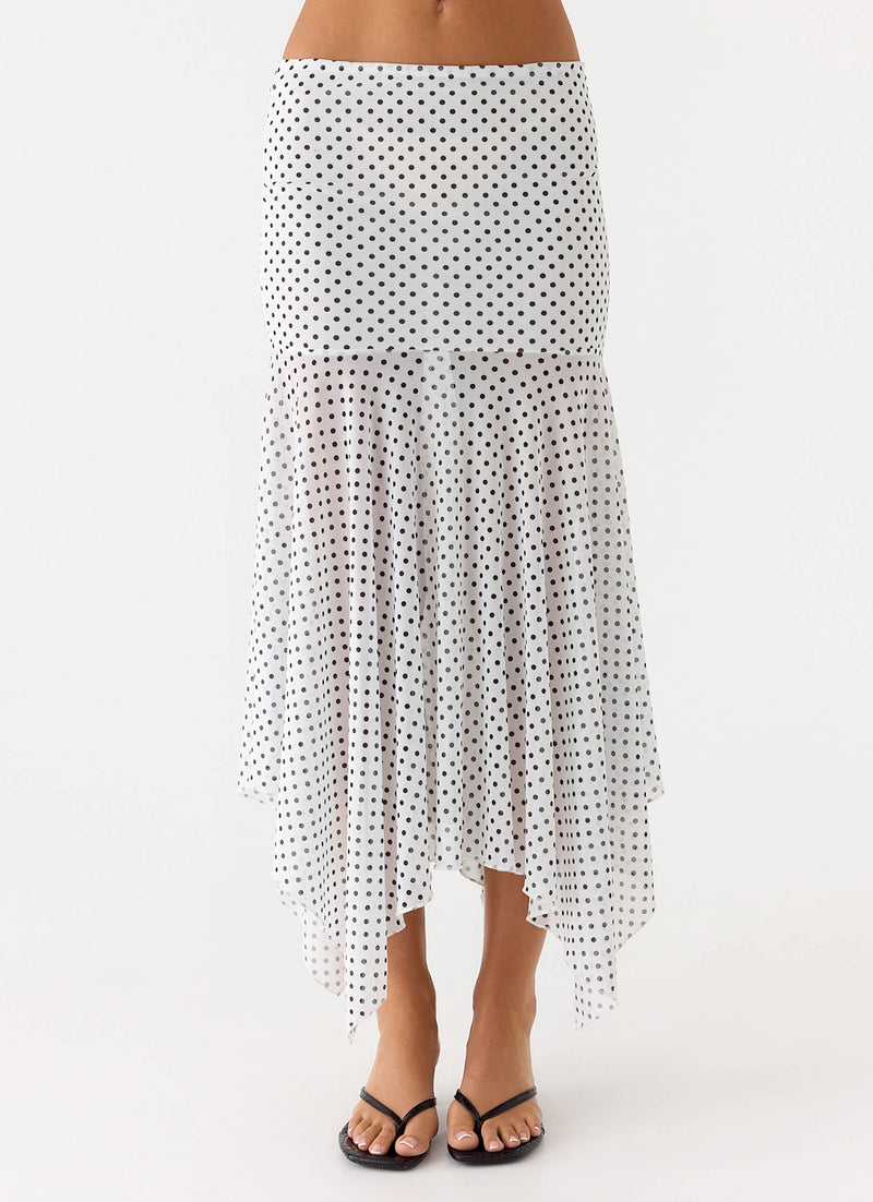 Buffy Maxi Skirt - White Polkadot