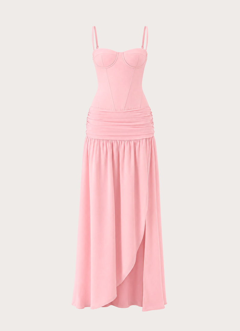 Clemsie Bustier Maxi Dress - Pink Peach