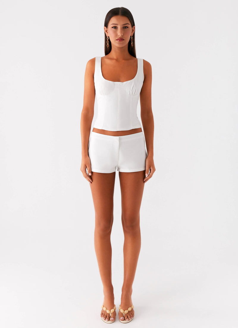 Coastline Cotton Micro Mini Shorts - White