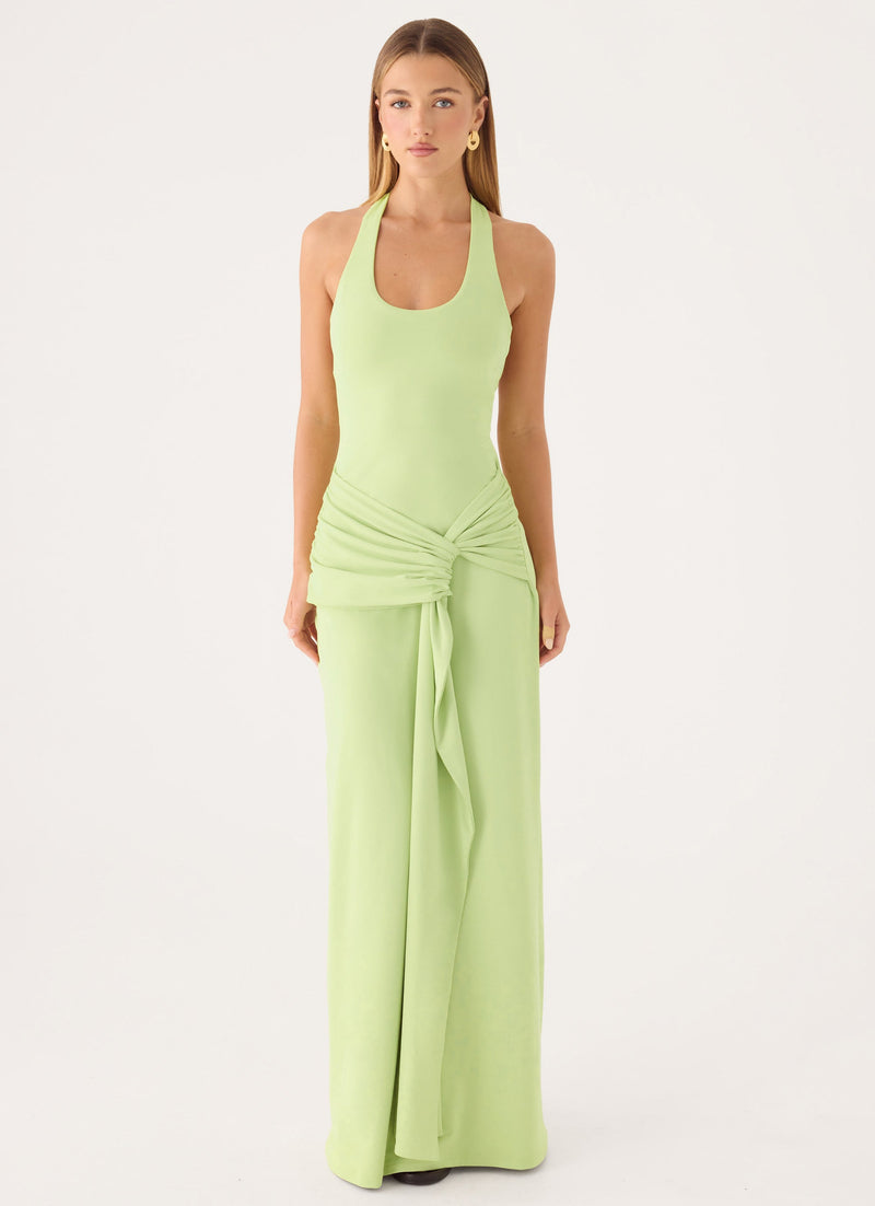 Cristal Halter Maxi Dress - Lime