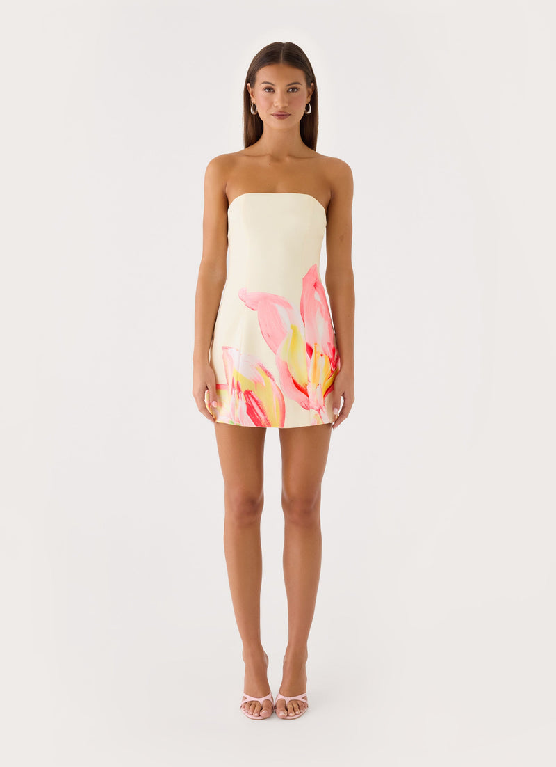 Dalanis Strapless Mini Dress - Floral Print