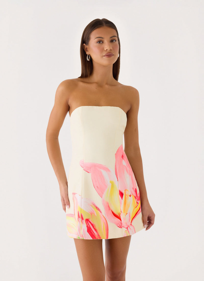 Dalanis Strapless Mini Dress - Floral Print