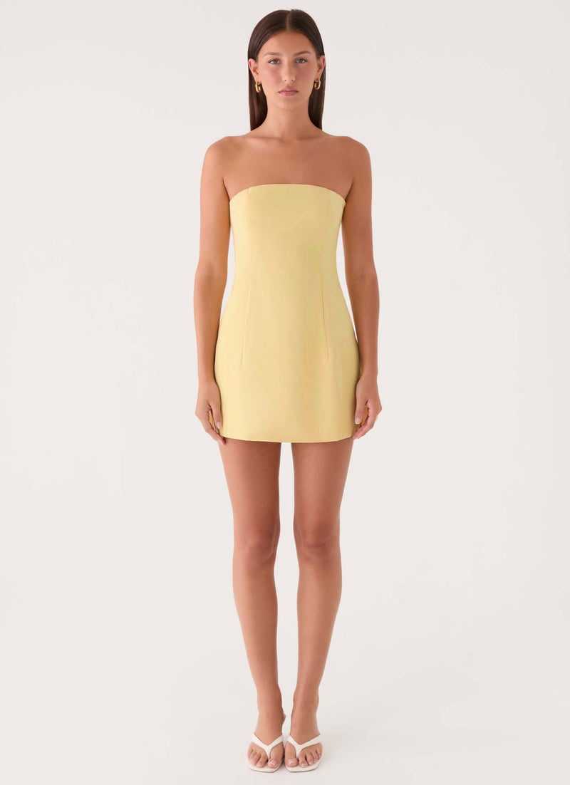 Della Strapless Mini Dress - Yellow