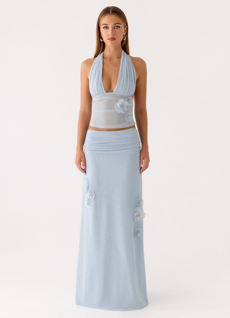 Fleur Power Maxi Skirt - Blue