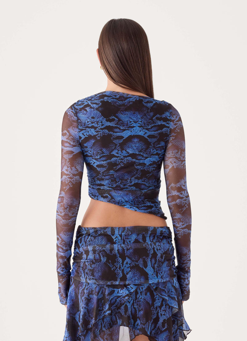 Hidden Agenda Long Sleeve Top - Snake Print