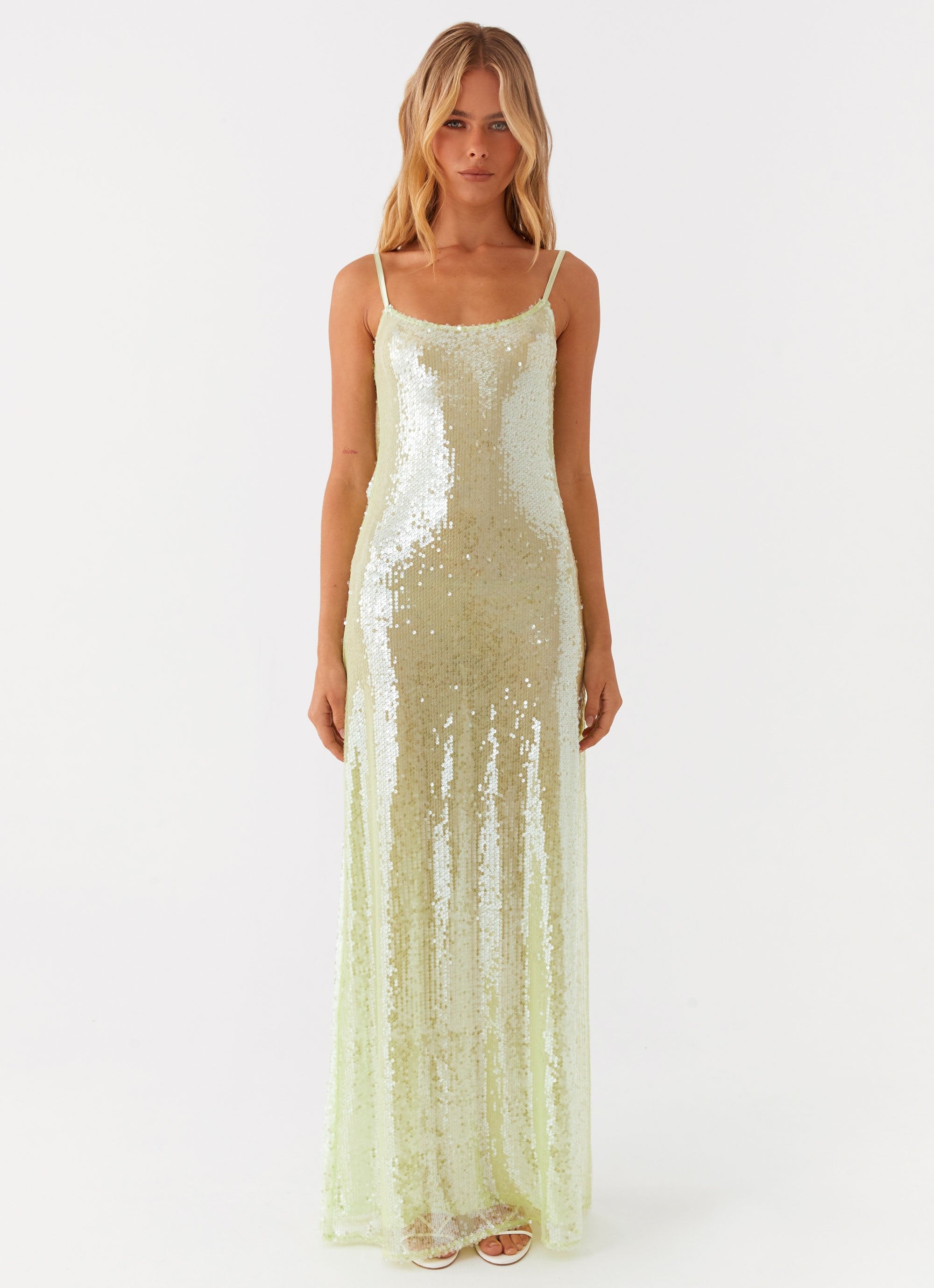 Higher Level Sequin Maxi Dress - Mint Peppermayo UK Higher Level Sequin Maxi Dress - Mint Peppermayo UK