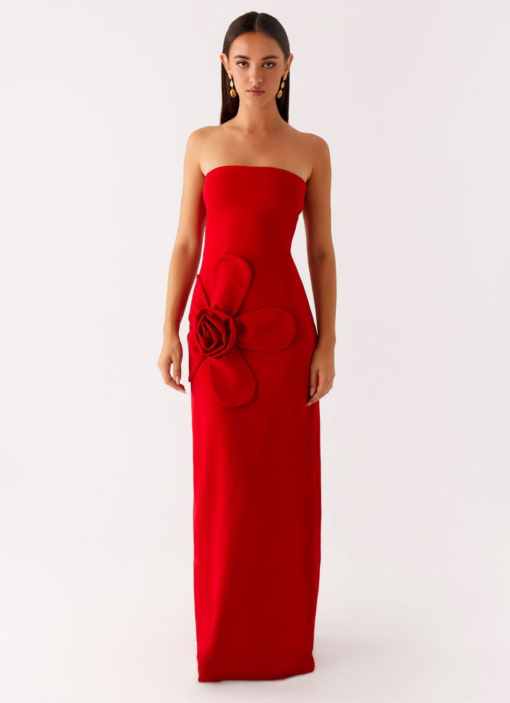Hilton Strapless Maxi Dress - Red