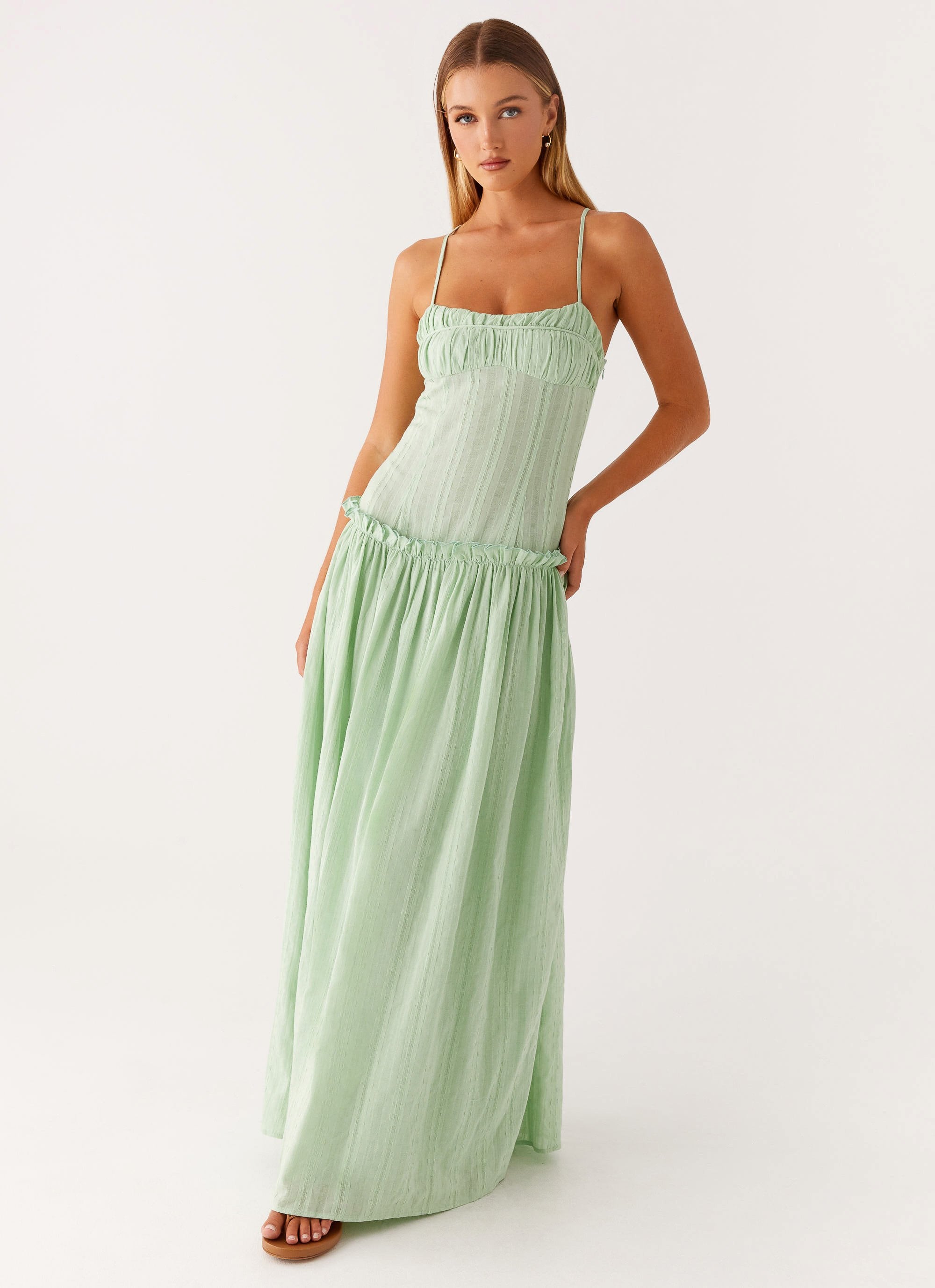 Jacinda Drop Waist Maxi Dress - Sage Jacinda Drop Waist Maxi Dress - Sage