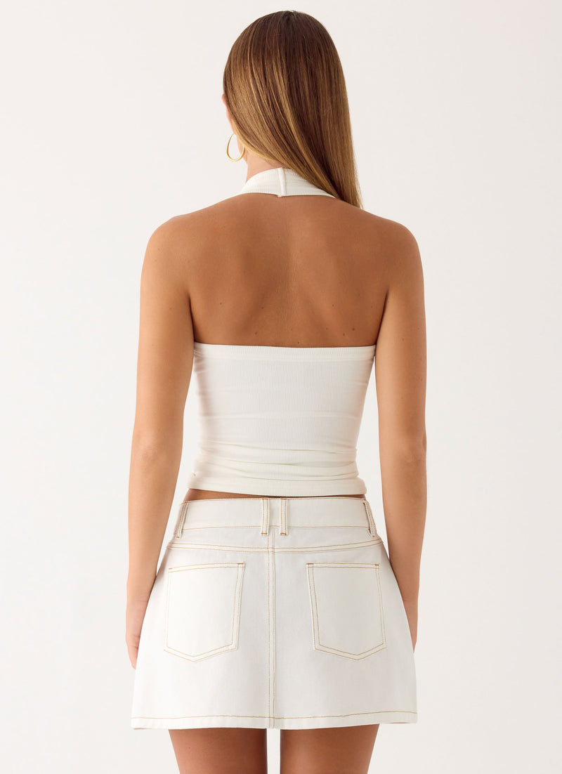 Julien Mid Rise Denim Mini Skirt - Ivory