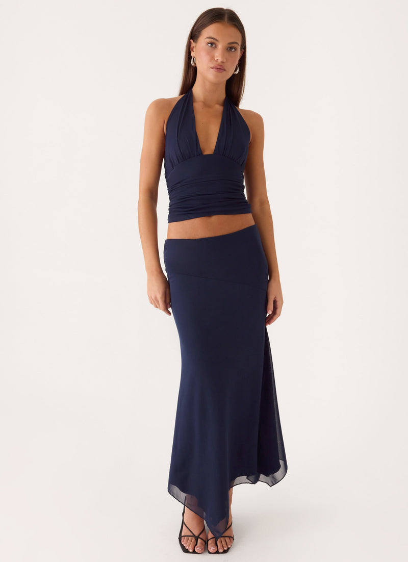 Kerrie Hanky Midi Skirt - Dark Navy
