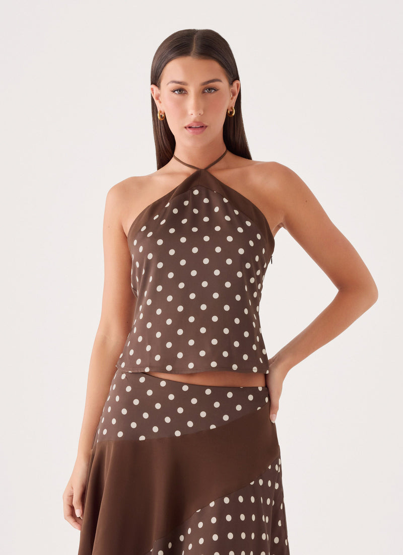 Klose Top - Brown Polka Dot