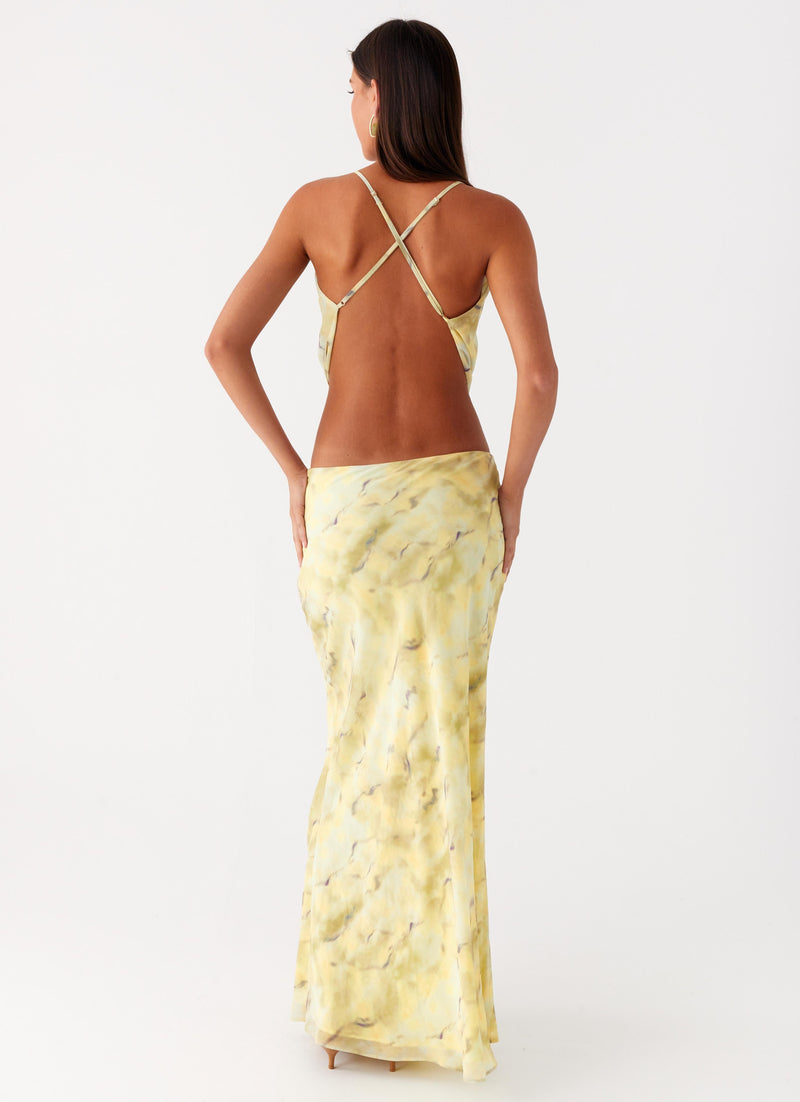 Kylo Low Rise Maxi Skirt - Yellow Tie Dye