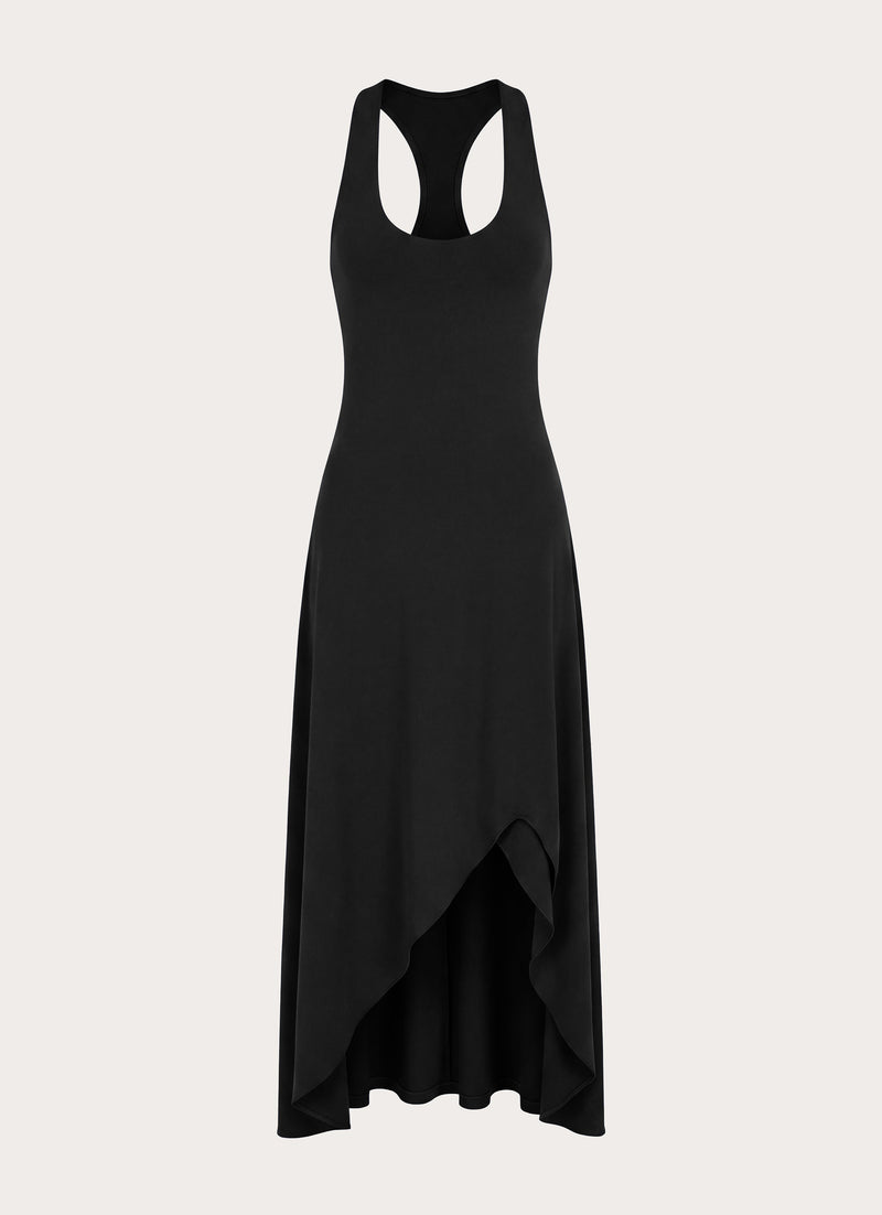 Kyrra Asymmetrical Midi Dress - Black