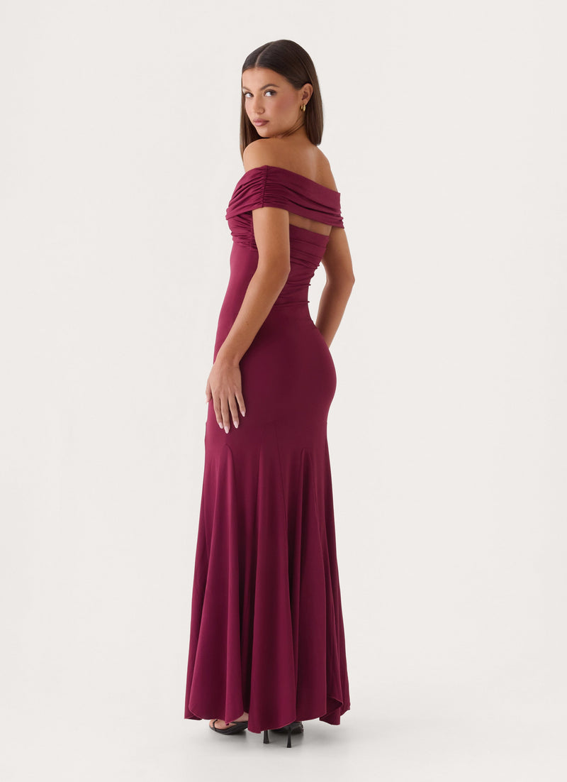 Letto Off Shoulder Maxi Dress - Plum