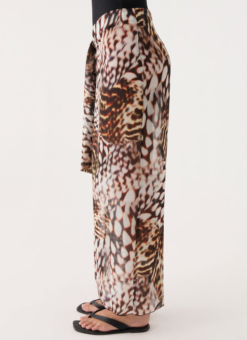 Low Tide Sarong Maxi Skirt - Leopard Hibiscus