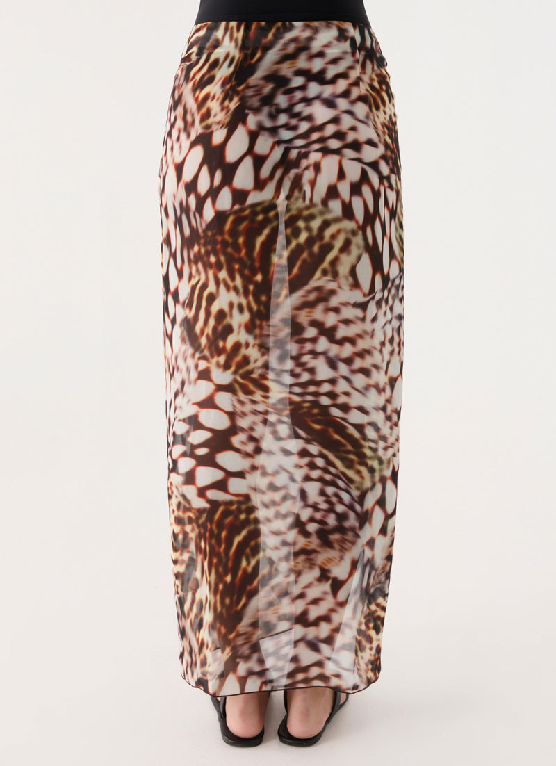 Low Tide Sarong Maxi Skirt - Leopard Hibiscus