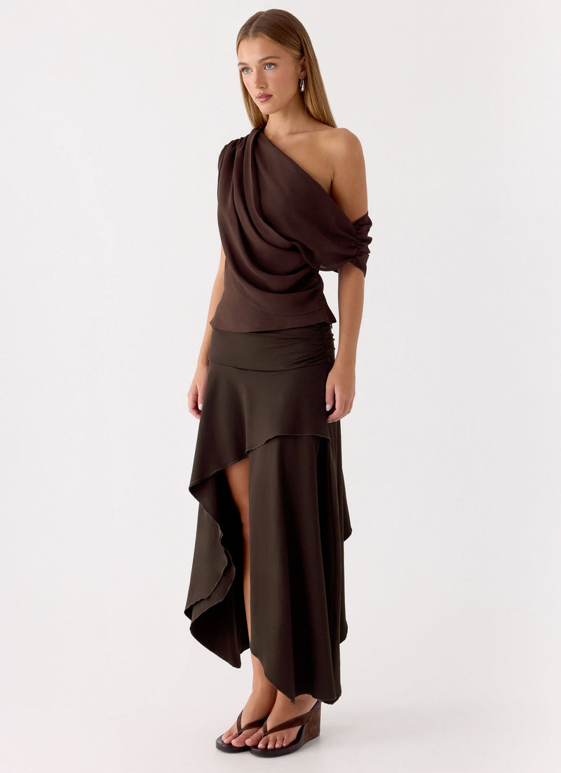 Lycia Midi Skirt - Chocolate
