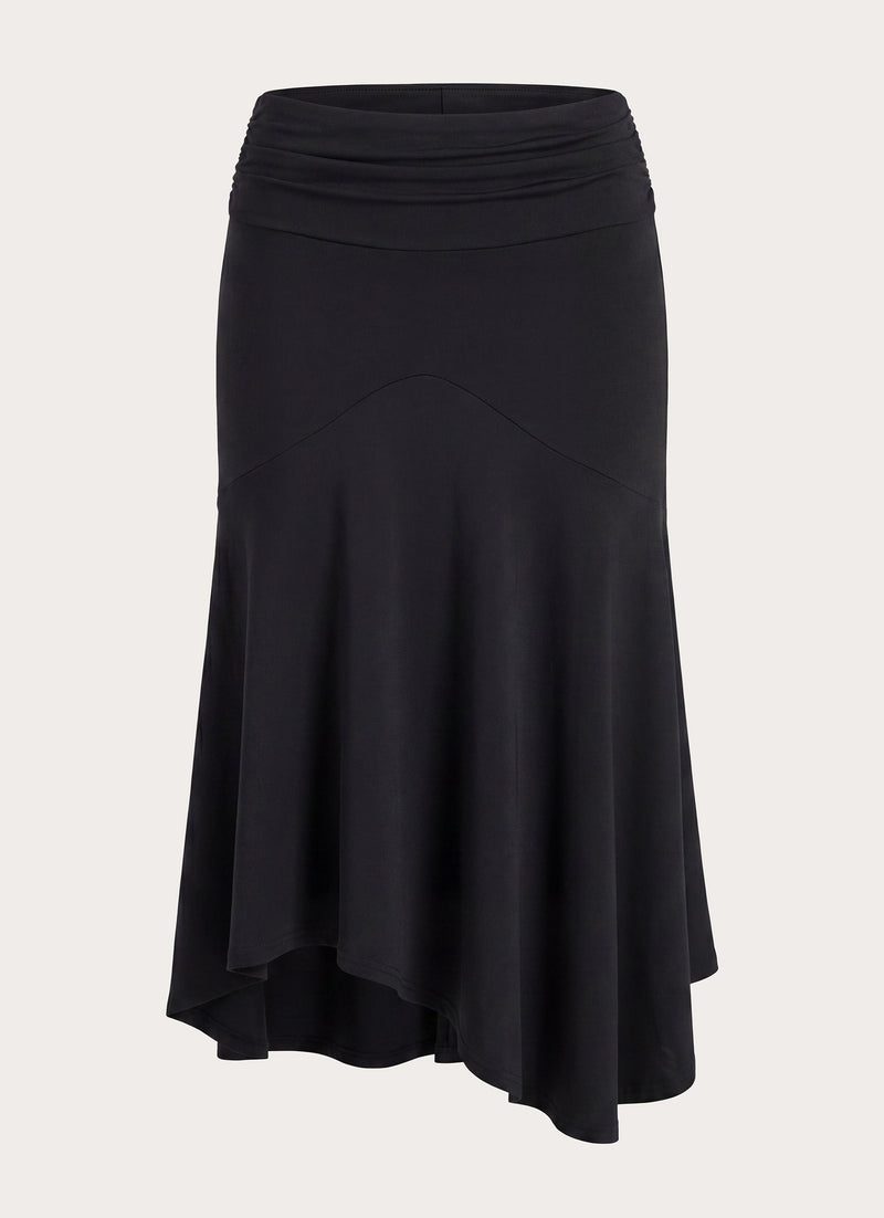 Maura Asymmetrical Midi Skirt - Black