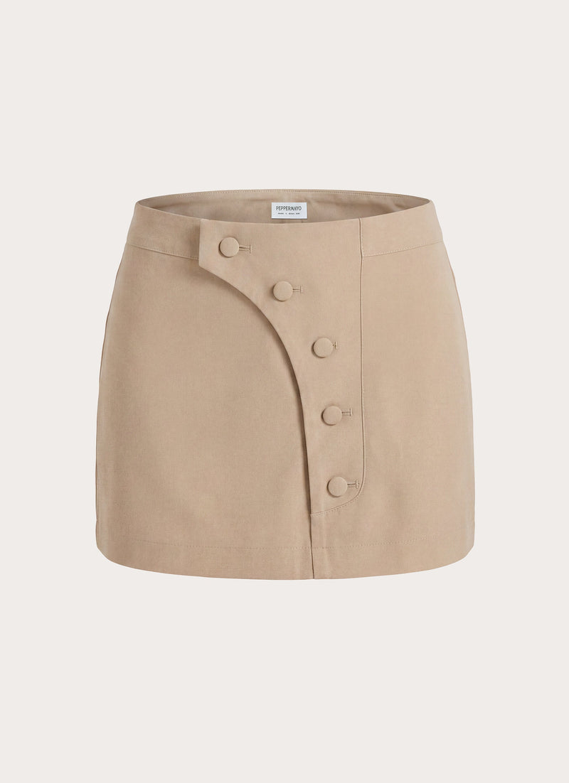 Milae Faux Suede Micro Mini Skirt - Beige