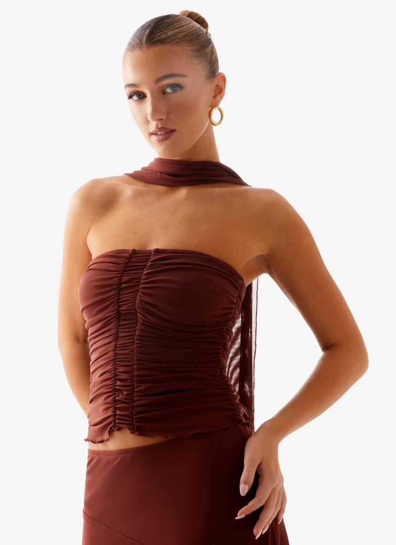 Mirage Scarf Top - Chocolate
