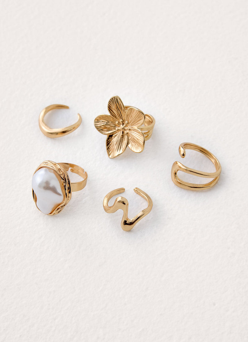 Mykonos Heart Ring Set - Gold