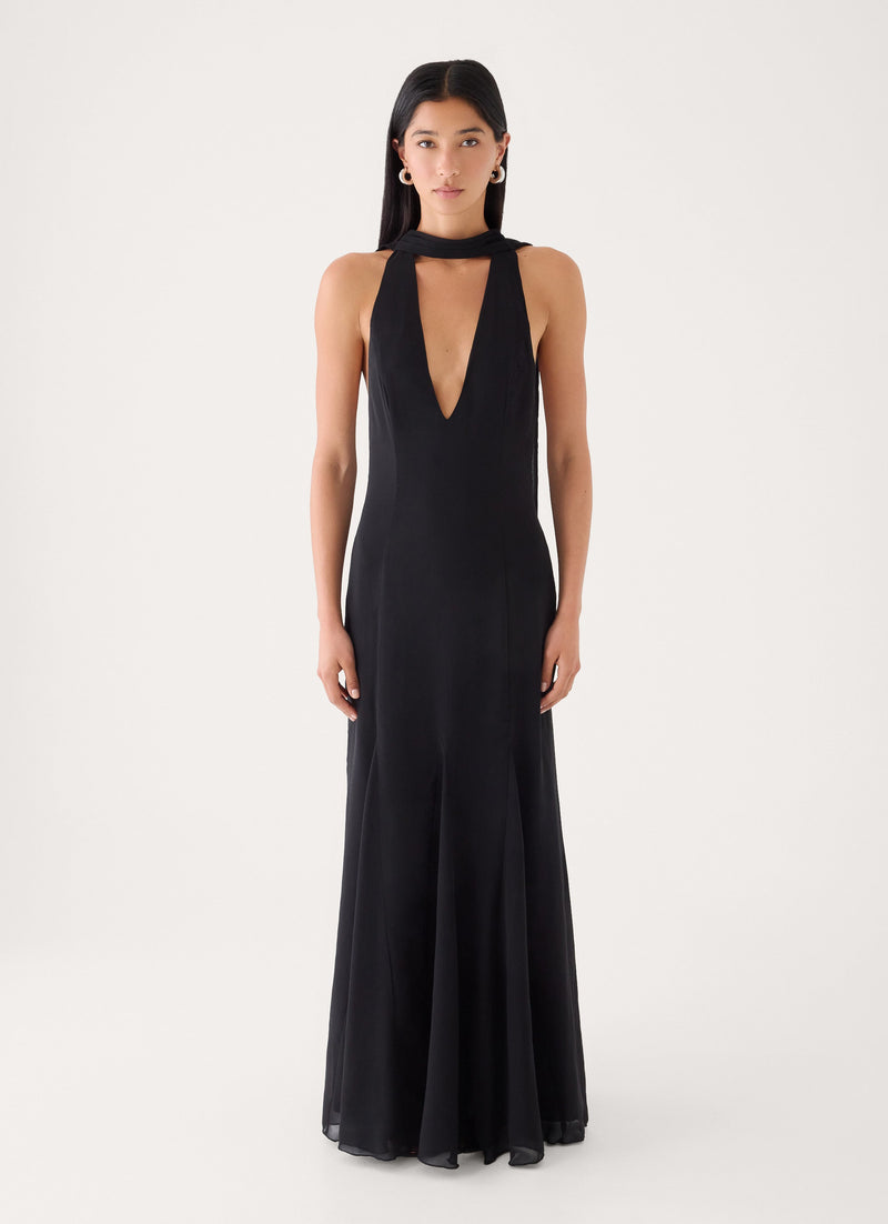 Off Script Scarf Maxi Dress - Black