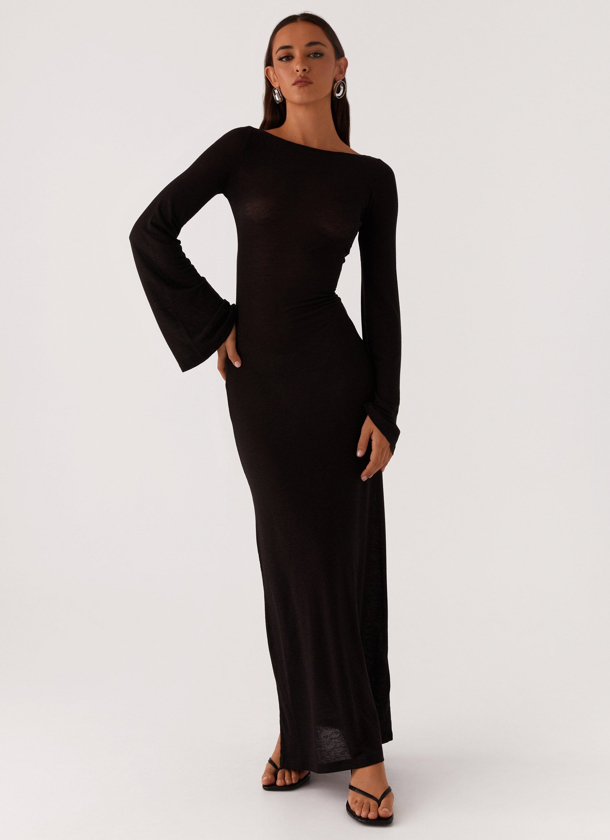 Olivia Long Sleeve Maxi Dress - Black Peppermayo UK Olivia Long Sleeve Maxi Dress - Black Peppermayo UK