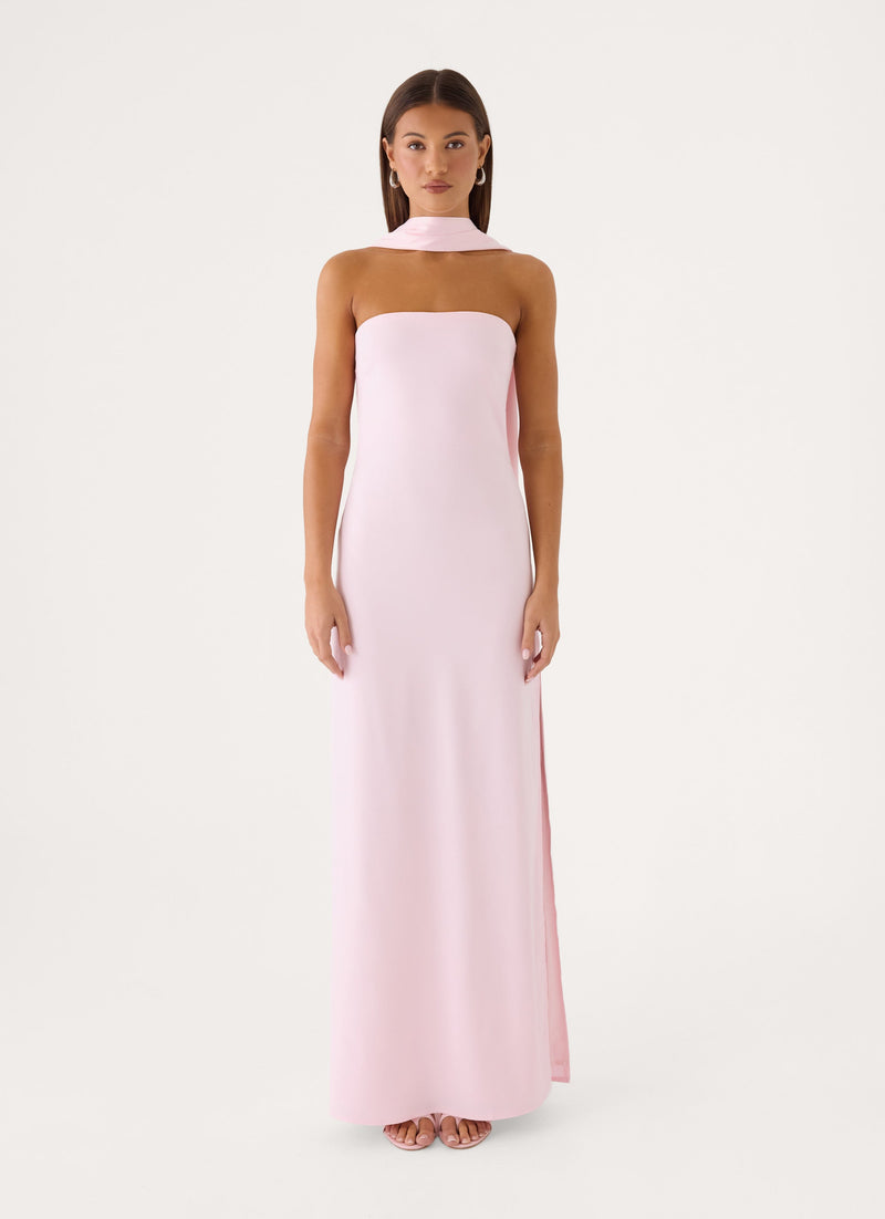 Out All Night Scarf Maxi Dress - Soft Pink