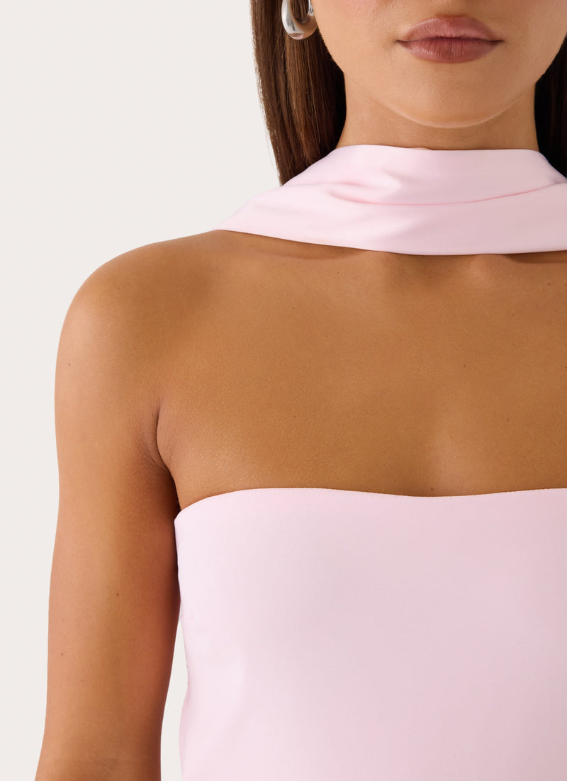 Out All Night Scarf Maxi Dress - Soft Pink