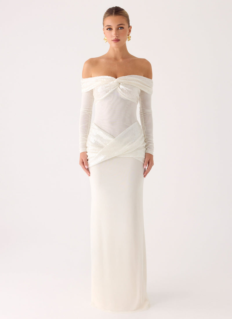 Over To You Sequin Maxi Dress - White