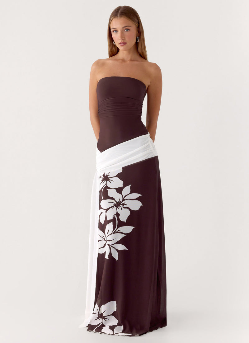 Palomar Strapless Maxi Dress - Chocolate Tropic Floral