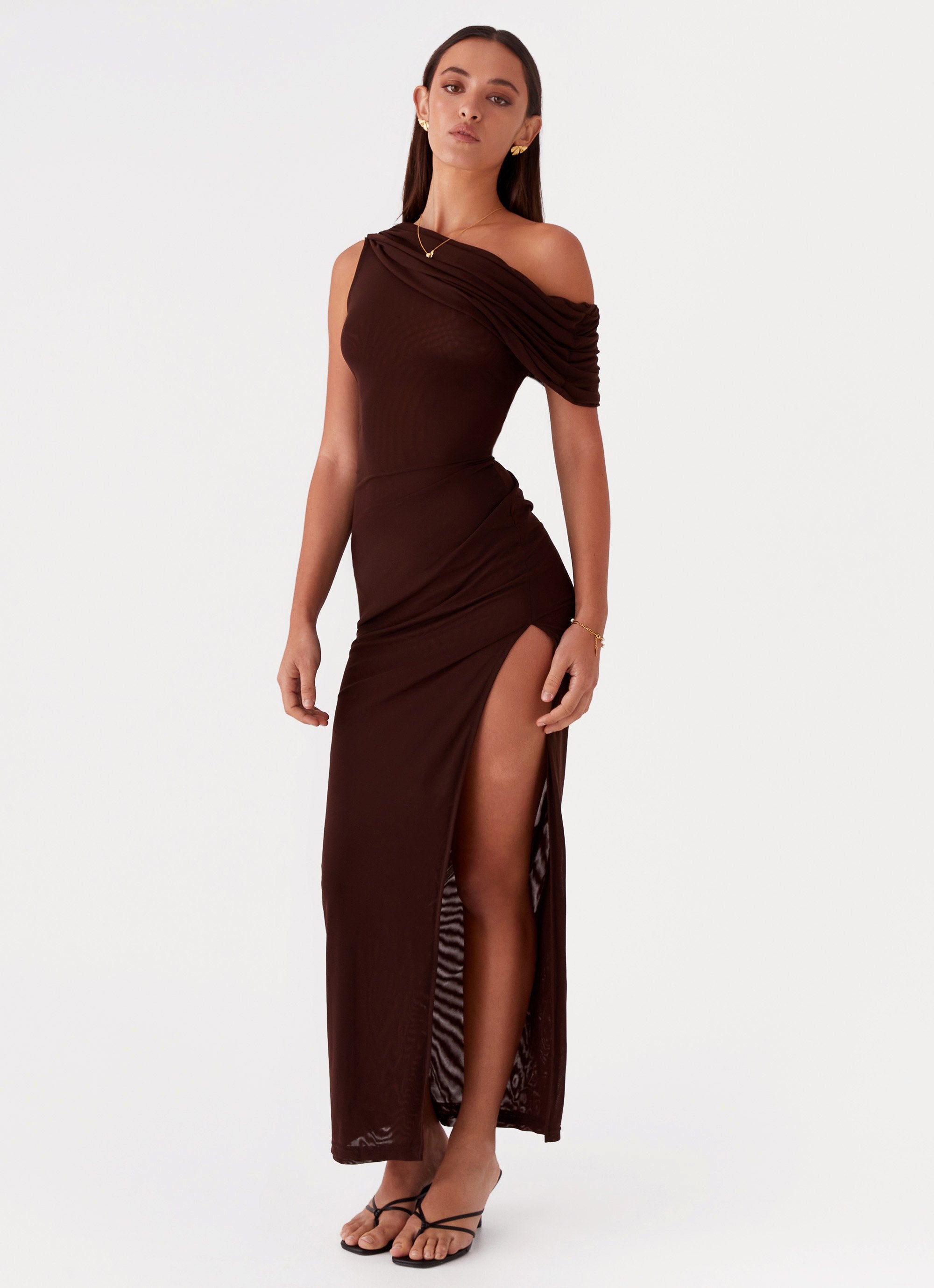 Soleila Halter Maxi Dress - Chocolate Soleila Halter Maxi Dress - Chocolate