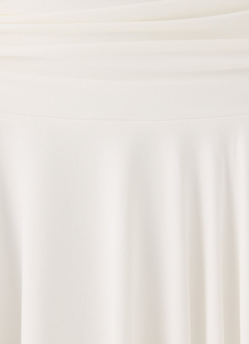 Perrie Asymmetrical Midi Skirt - Cloud Dancer
