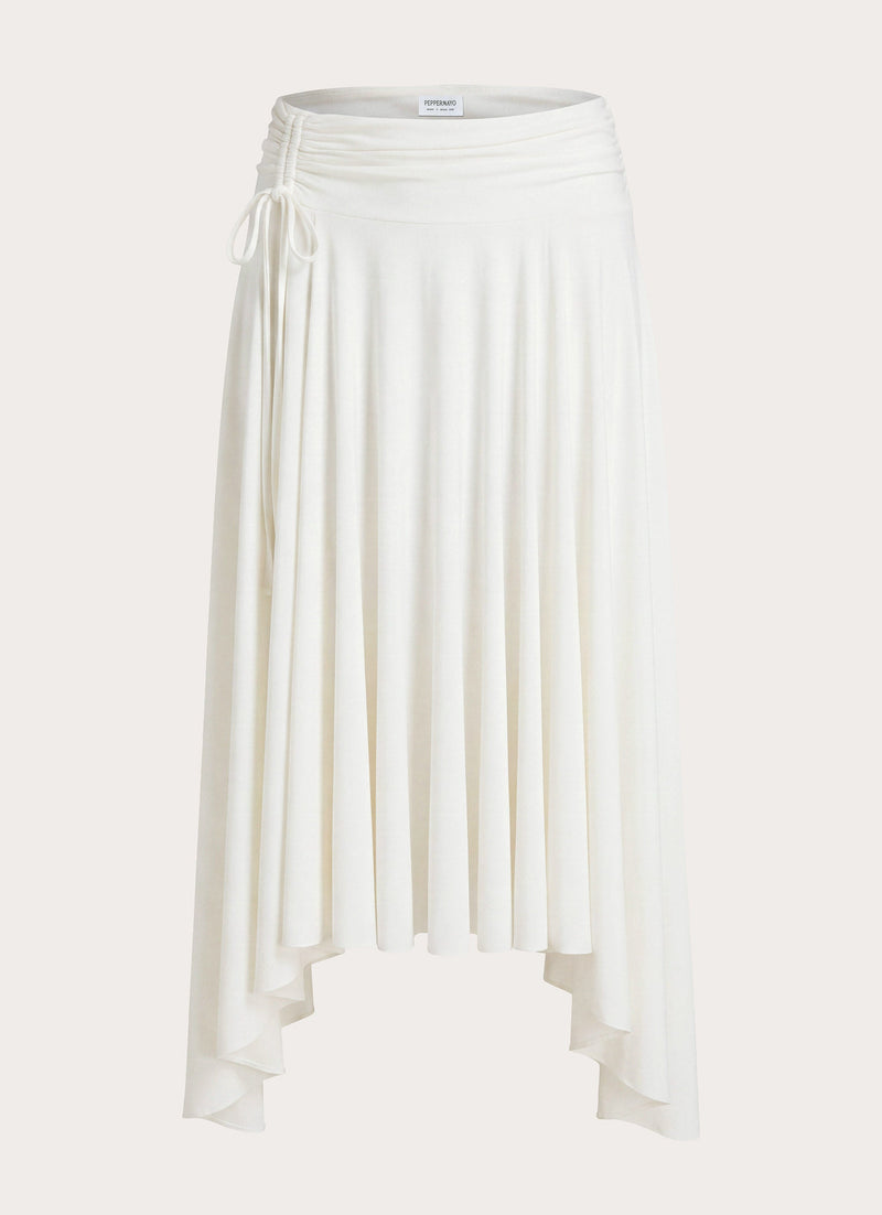 Perrie Asymmetrical Midi Skirt - Cloud Dancer