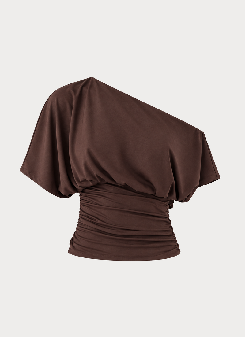 Perrie Asymmetrical Top - Chocolate