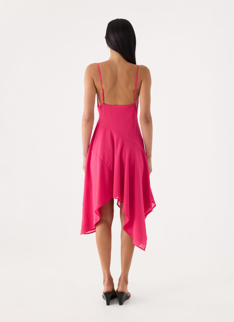 Pirama Beaded Midi Dress - Fuchsia