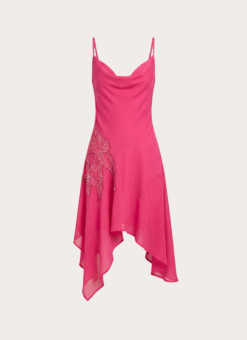 Pirama Beaded Midi Dress - Fuchsia
