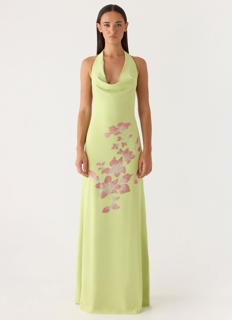 Quaresma Embellished Maxi Dress - Lime