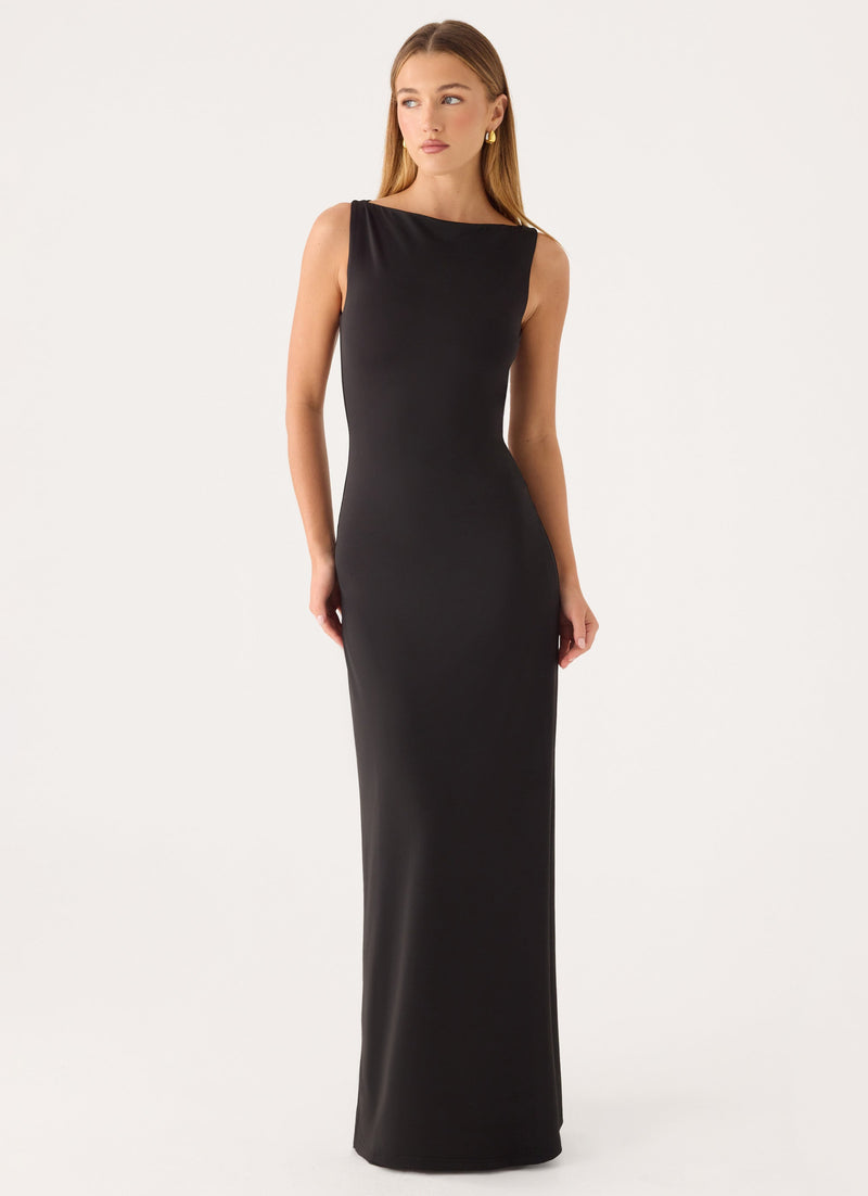 Ravelle Mesh Back Maxi Dress - Black