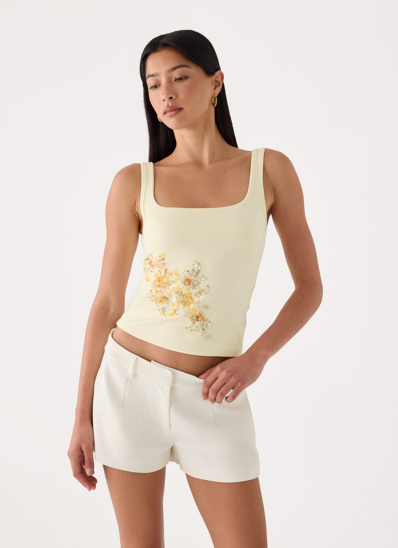 Rosamel Beaded Tank Top - Yellow