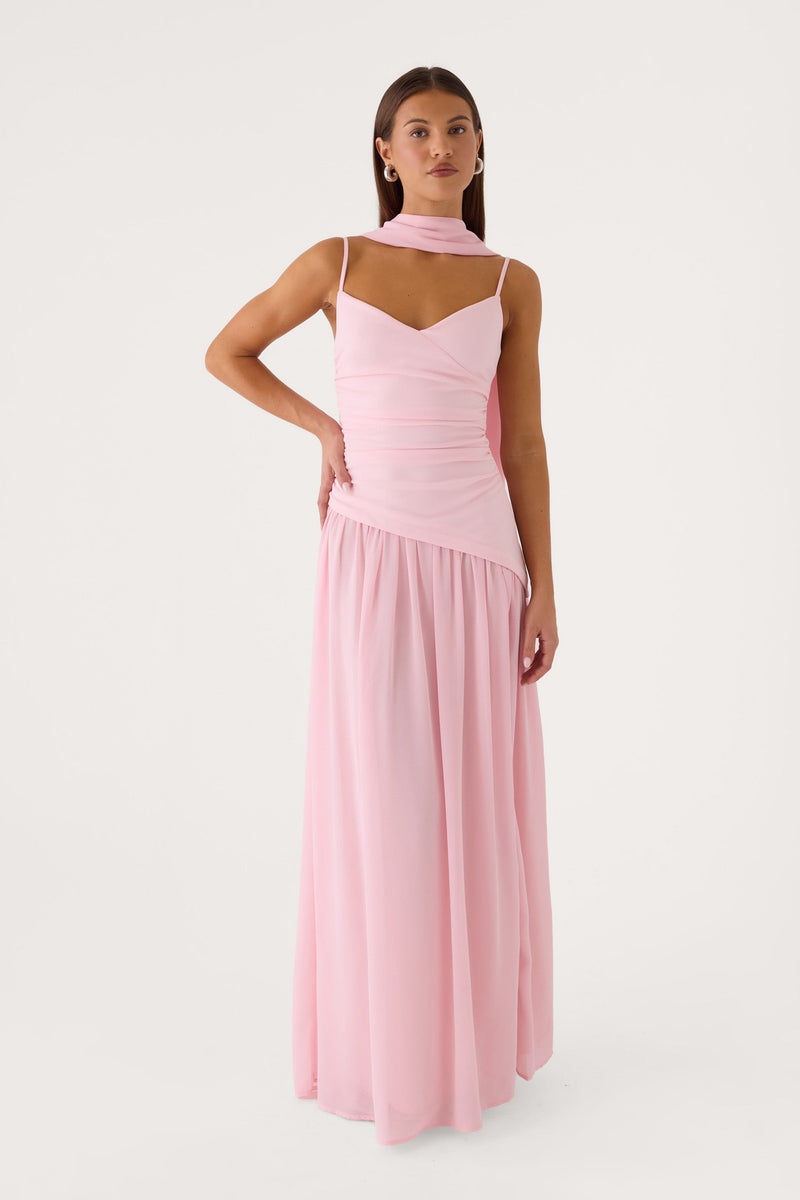 Sancha Scarf Maxi Dress - Soft Pink