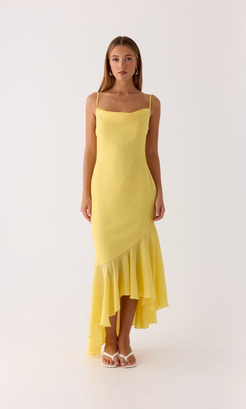 Talindra Midi Dress - Bright Lemon