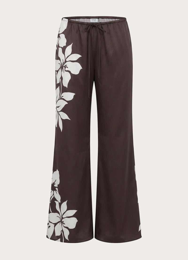 Sorena Low Rise Flared Pants - Chocolate Tropic Floral