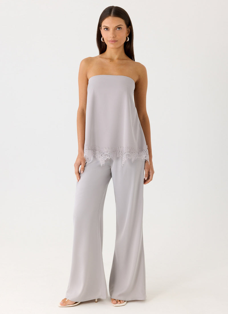 Sorena Low Rise Flared Pants - Misty Blue