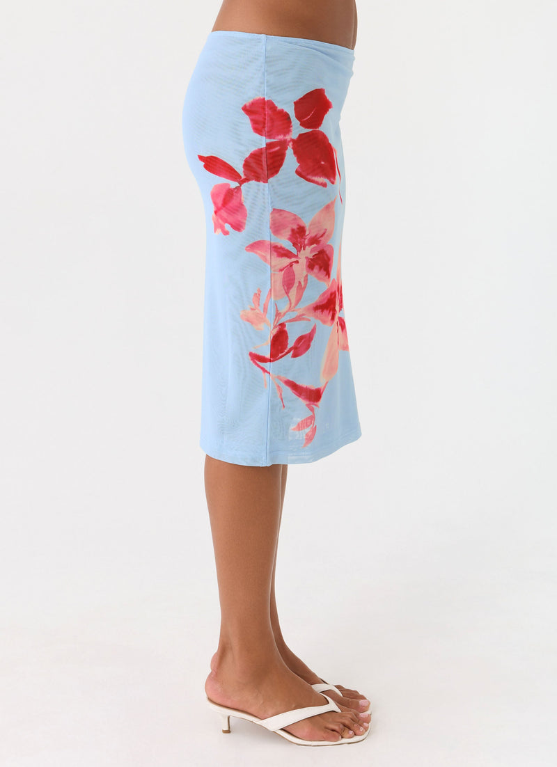 Tamia Midi Skirt - Blue Petal